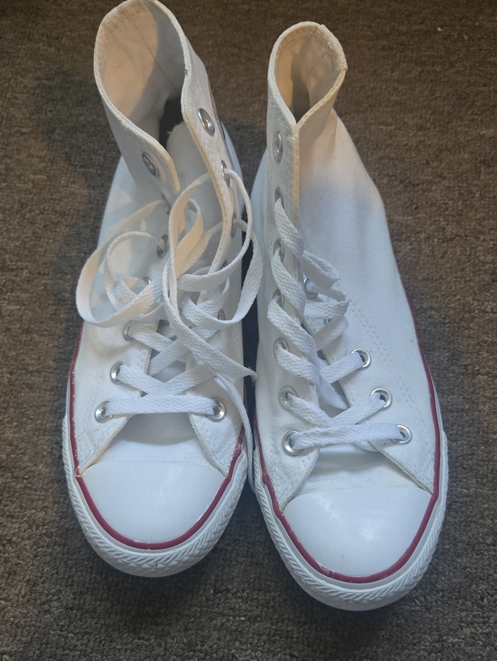 Converse White High-Top Lace-Up Women's Boots with Red Trim